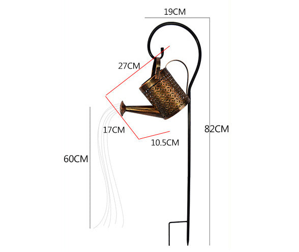 Enchanted Watering Can Outdoor Solar Watering Can Ornament Lamp Garden Art Light Decoration Hollow-out Iron Shower LED Lights
