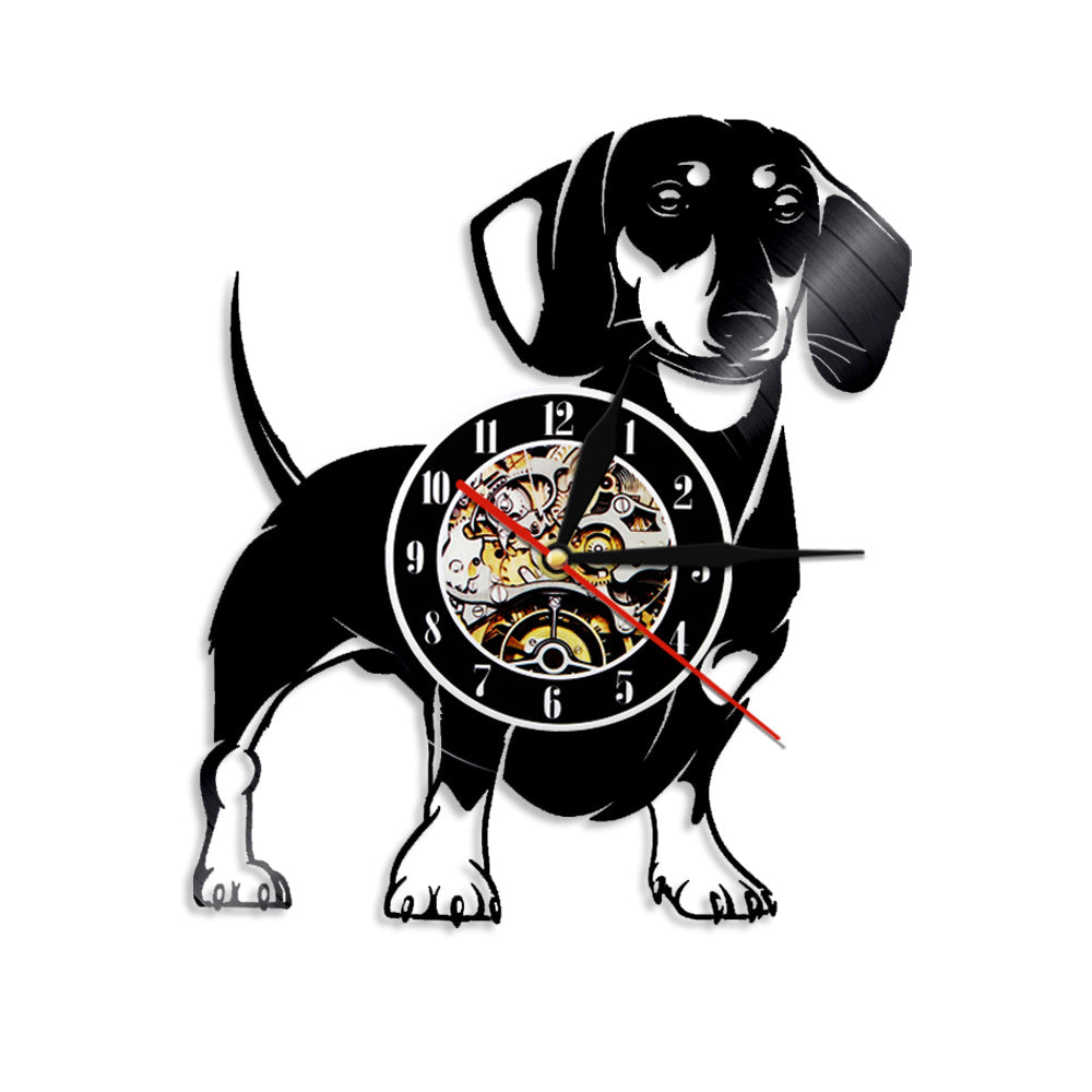 Dachshund dog vinyl clock