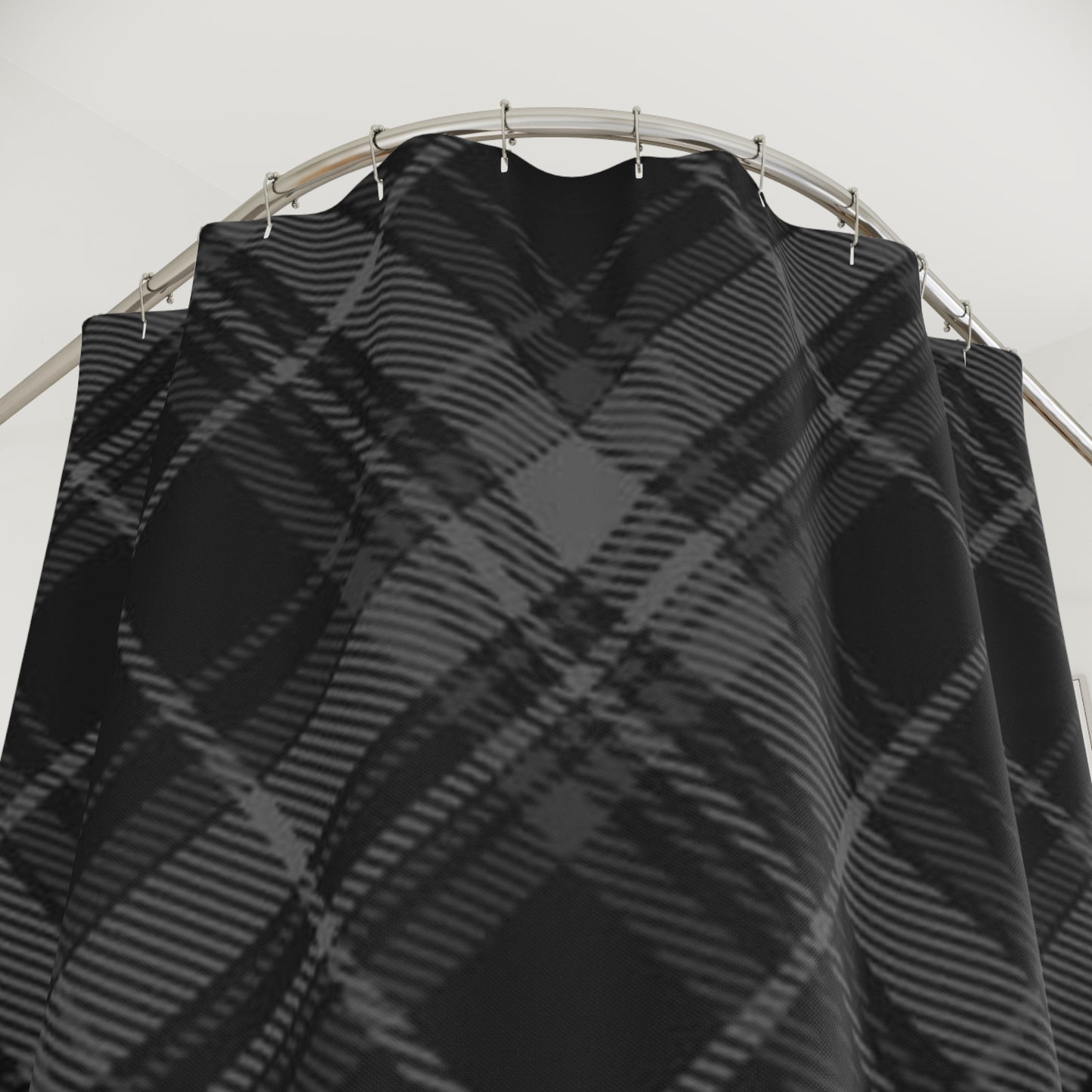 Black Plaid Shower Curtain- Modern Farmhouse, Rustic Plaid Accent