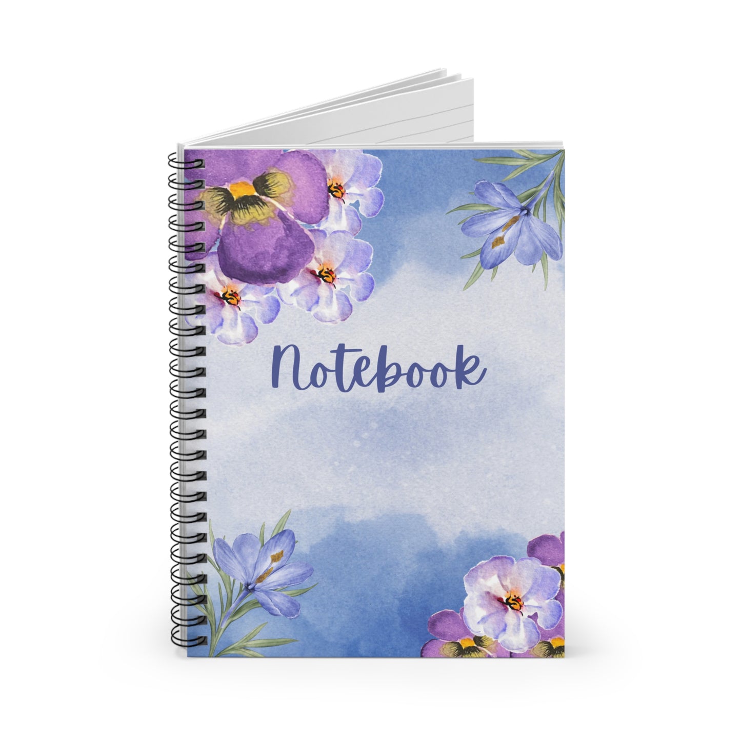 Watercolour  Notebook - Ruled Line, Spiral Journal, Floral Writing Book, Botanical Notepad, Lined Paper Diary