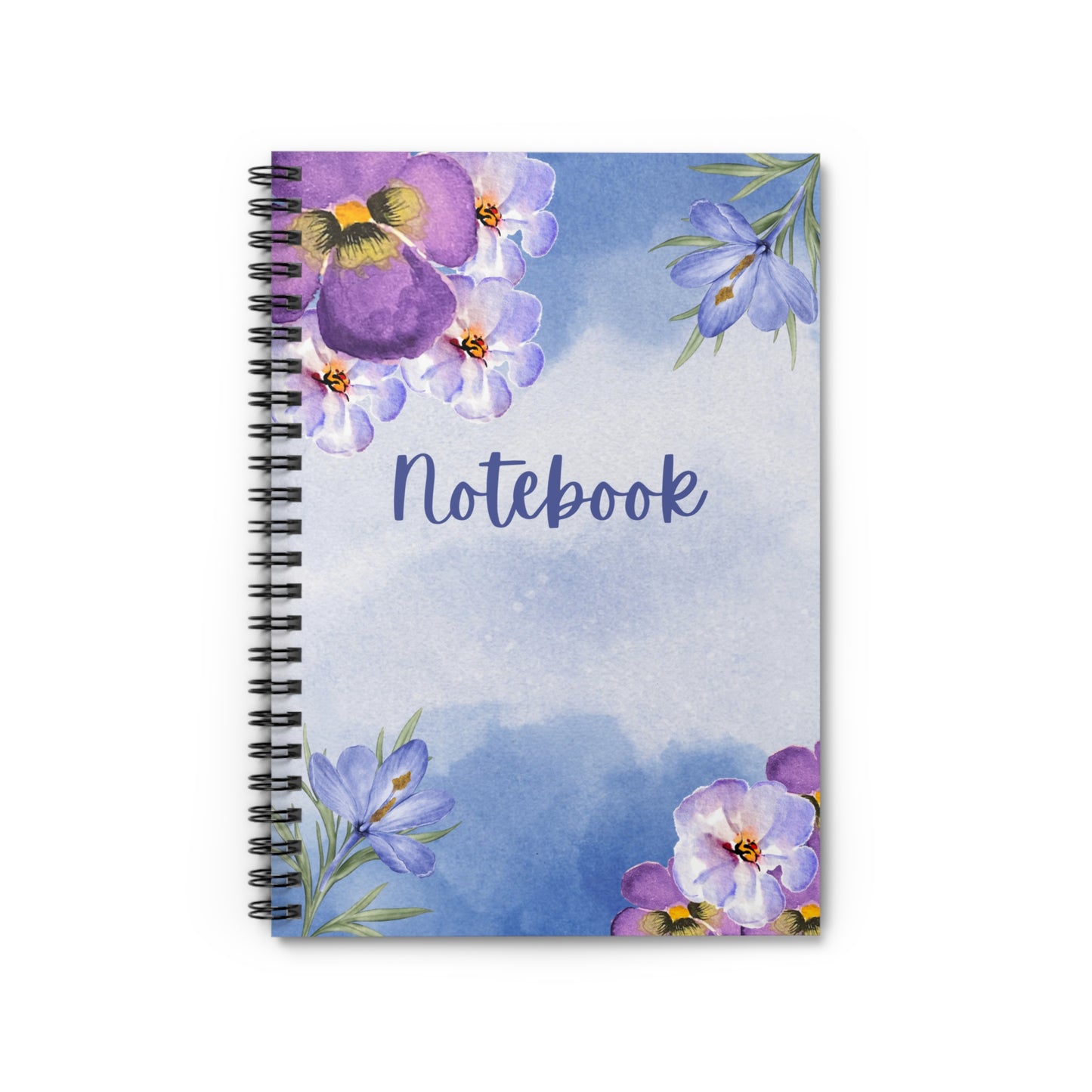 Watercolour  Notebook - Ruled Line, Spiral Journal, Floral Writing Book, Botanical Notepad, Lined Paper Diary