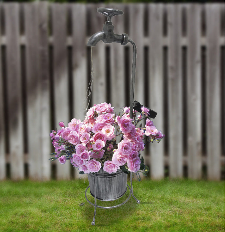 Solar Powered Watering Can Style Fairy LED Strands Light Water Faucet Planter Lamp Outdoor Lawn Garden Art Decoration