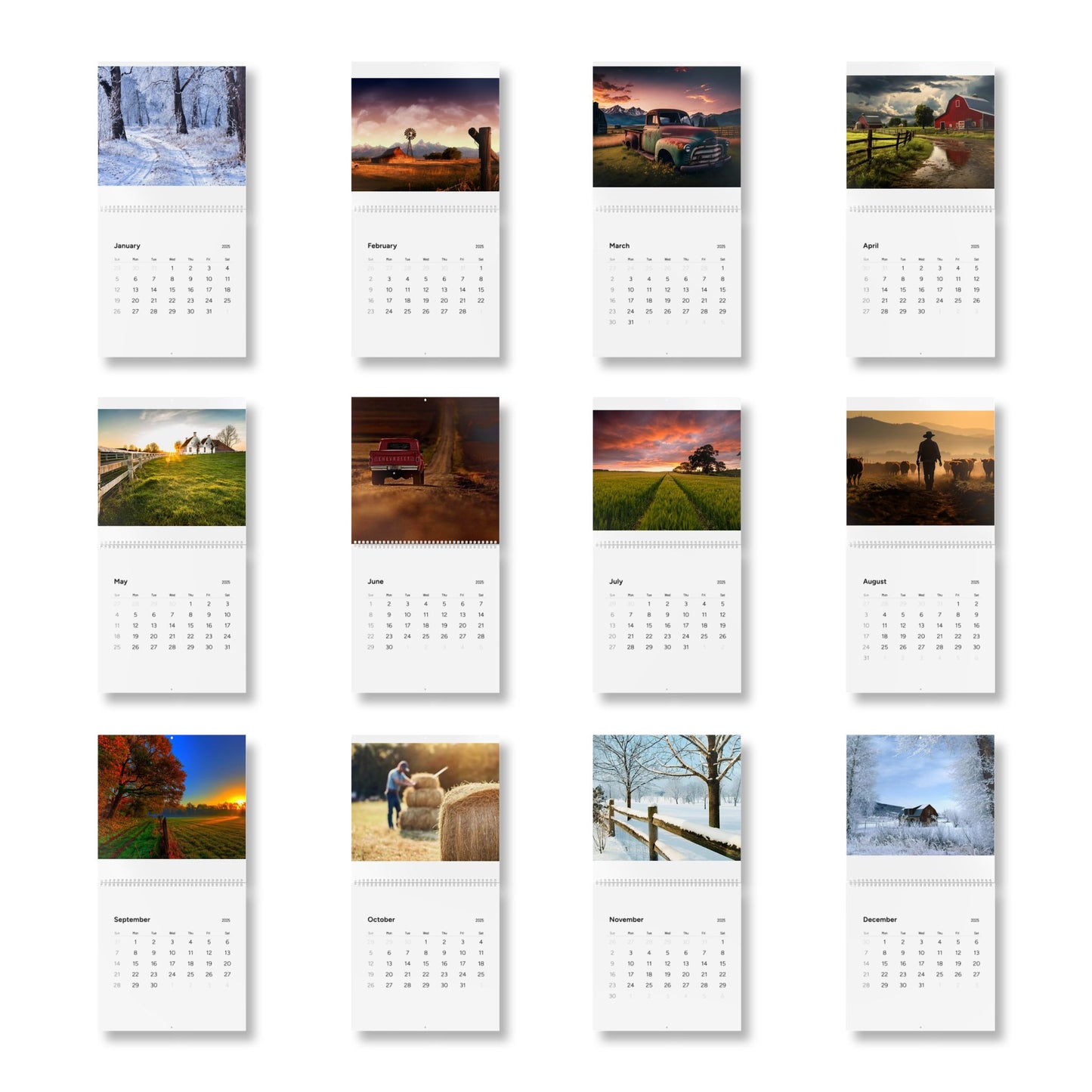 2025 Farm Ranch Calendar - Rustic Farmhouse Photography, Country Life Wall Decor, Perfect Gift for Farmers Animal Lover