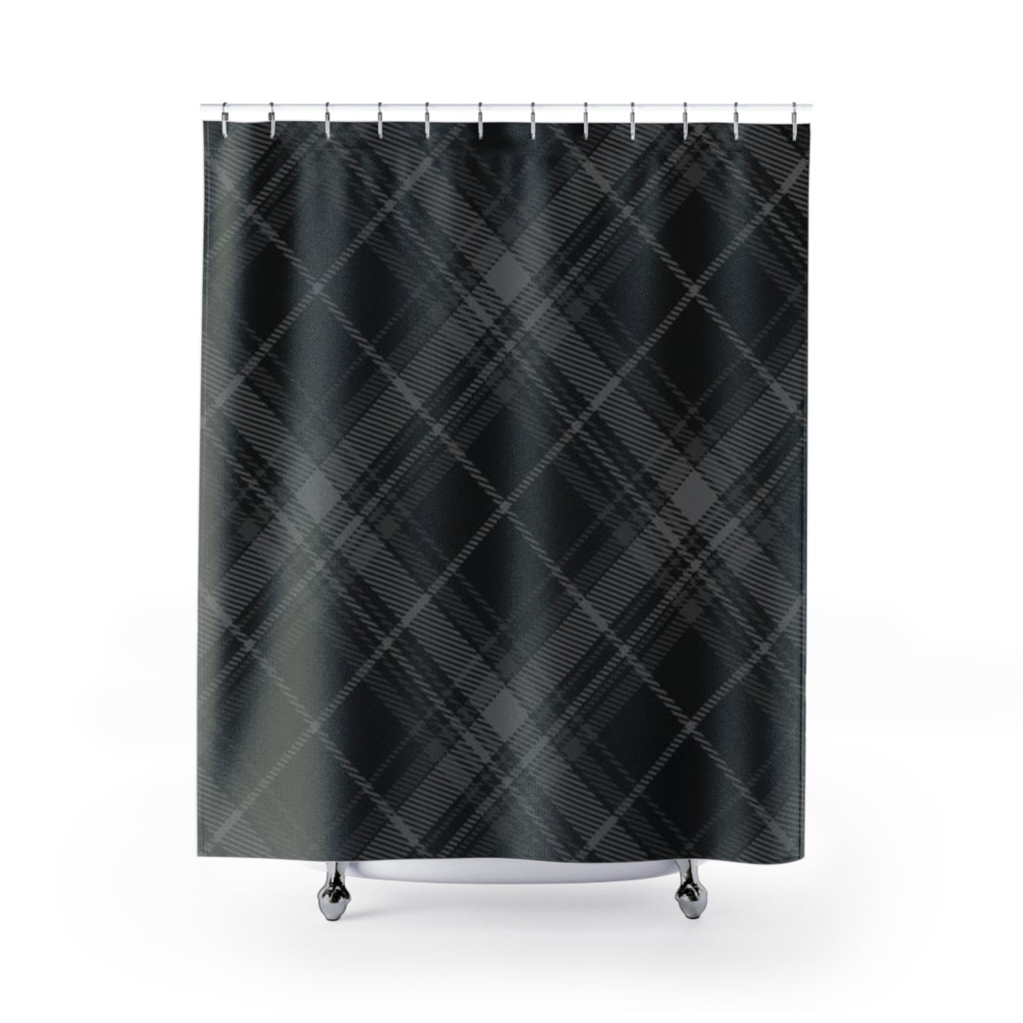 Black Plaid Shower Curtain- Modern Farmhouse, Rustic Plaid Accent