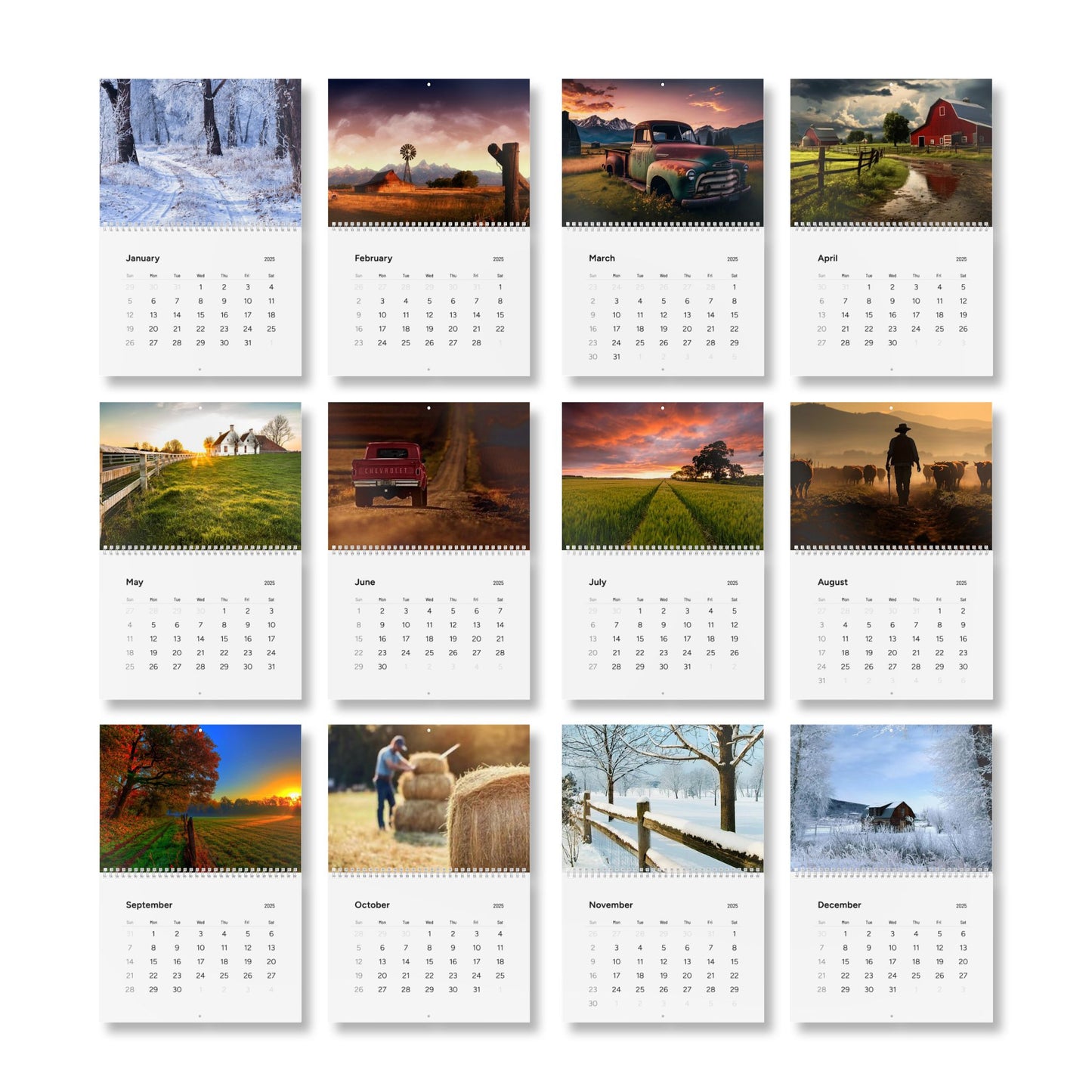 2025 Farm Ranch Calendar - Rustic Farmhouse Photography, Country Life Wall Decor, Perfect Gift for Farmers Animal Lover