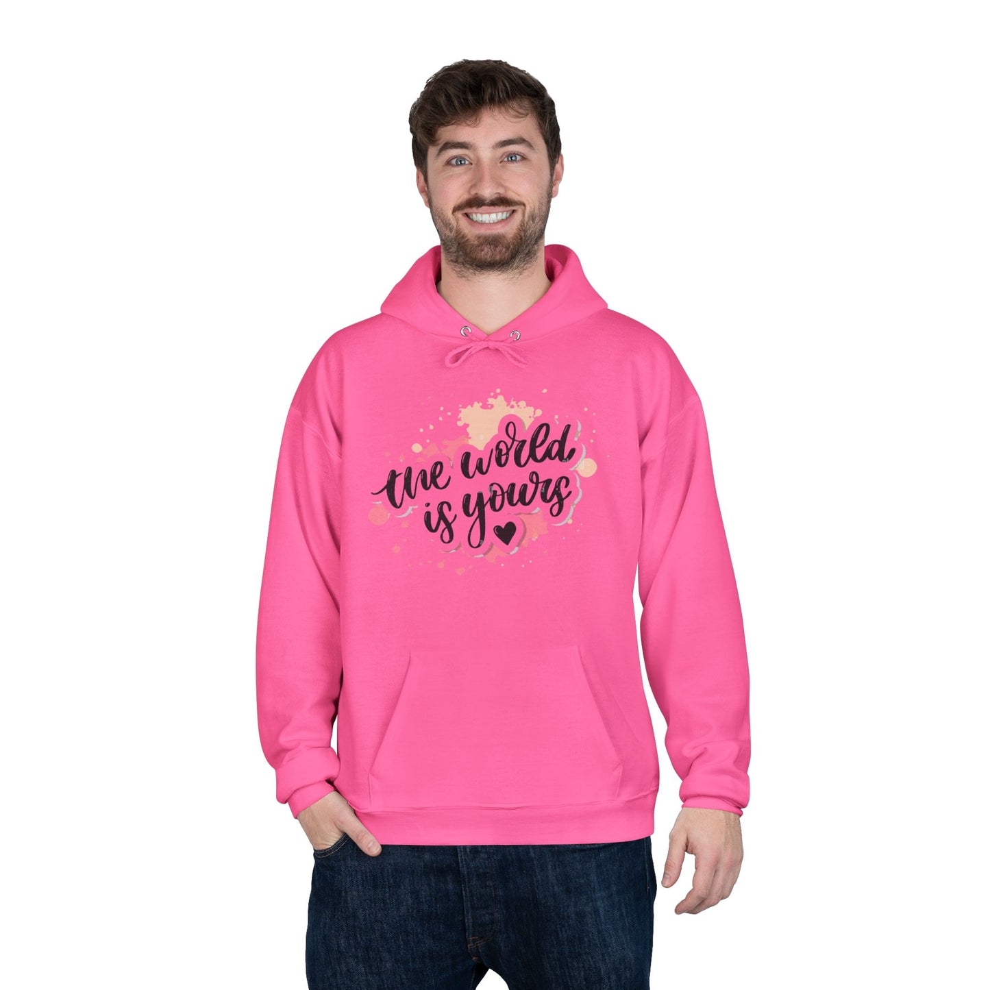 The World is Yours Hoodie Sweatshirt - Inspirational Unisex EcoSmart® Pullover, Motivational Jumper, Encouraging Pullover, Positive Eco