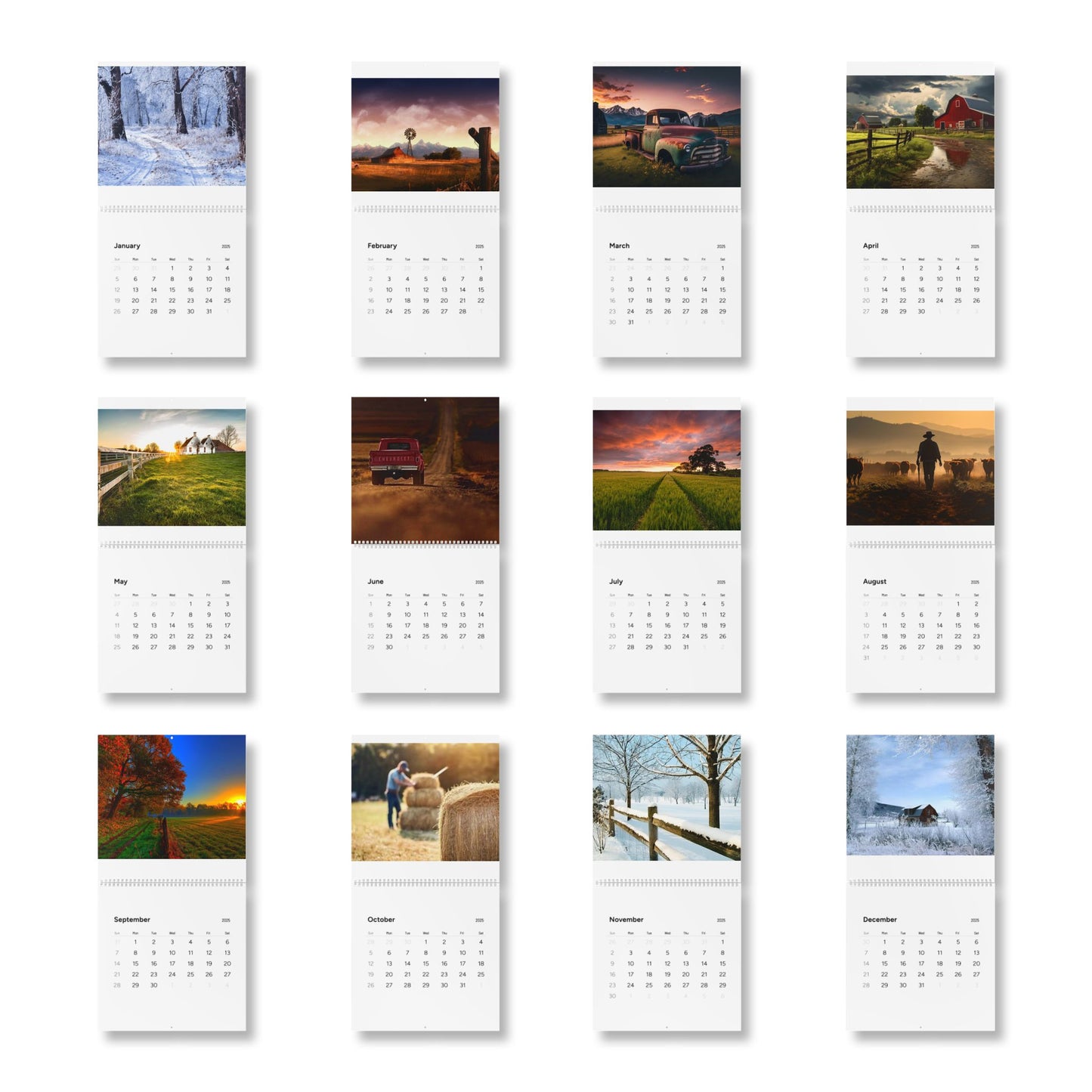 2025 Farm Ranch Calendar - Rustic Farmhouse Photography, Country Life Wall Decor, Perfect Gift for Farmers Animal Lover