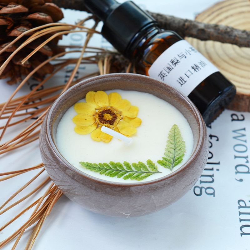 Ceramic candle  With Dried Flowers And Fragrant Candles