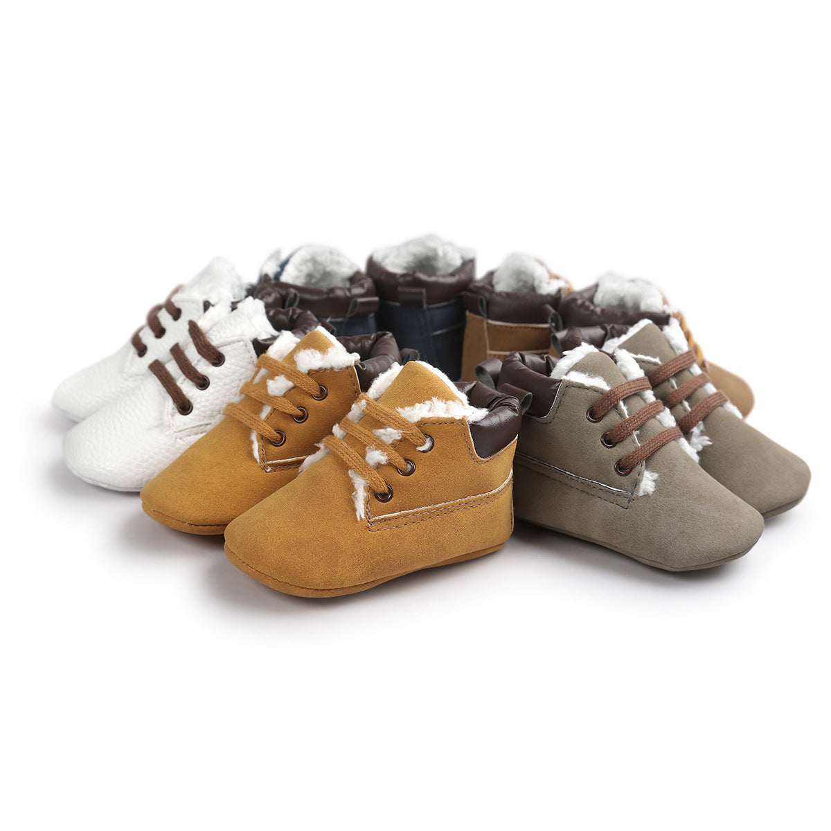 Winter Baby Boys Shoes Suede Leather Sneaker Toddler Baby Shoes Anti-Slip Soft Soled Lace up Snow Boots Warm Baby Boot