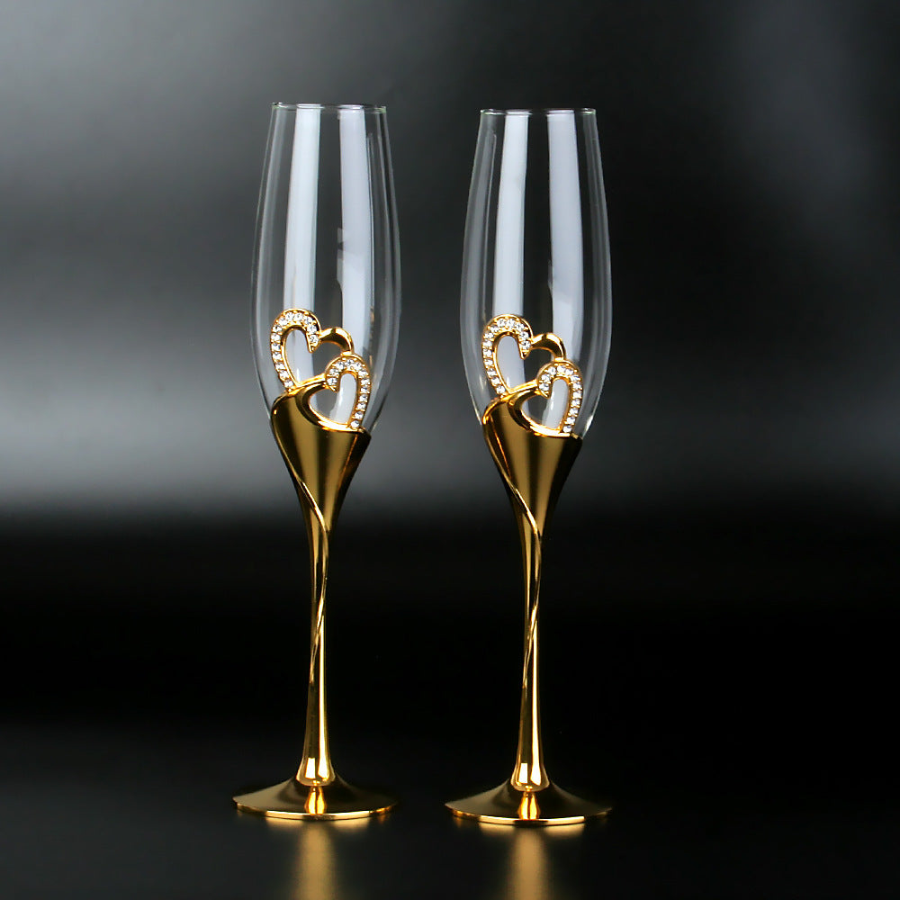 Crystal Champagne Cup Home Sparkling Sweet Wine Cup Golden Pair Cup