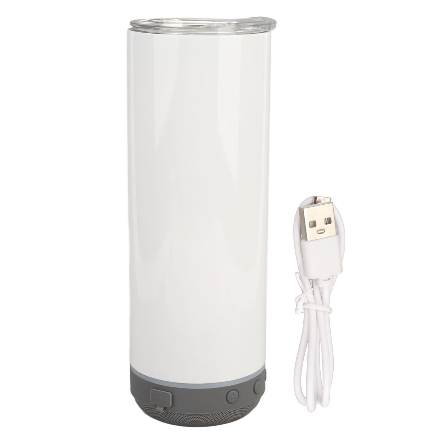 Sublimation Tumblers 20oz Straight Detachable Bluetooth Speaker Tumblers Portable Insulated Music Cup Grey Bottom