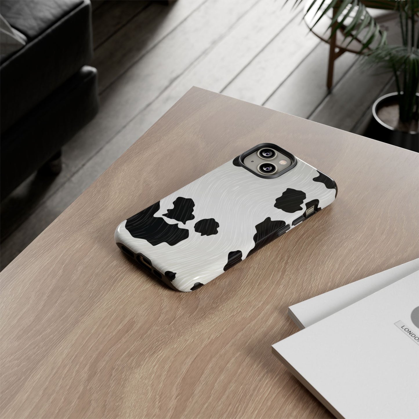 Phone Case, Cow Print Tough Case for iPhone/Samsung, Animal Print Protective Cover, Farmhouse Chic Accessories, Cow Lover Gifts