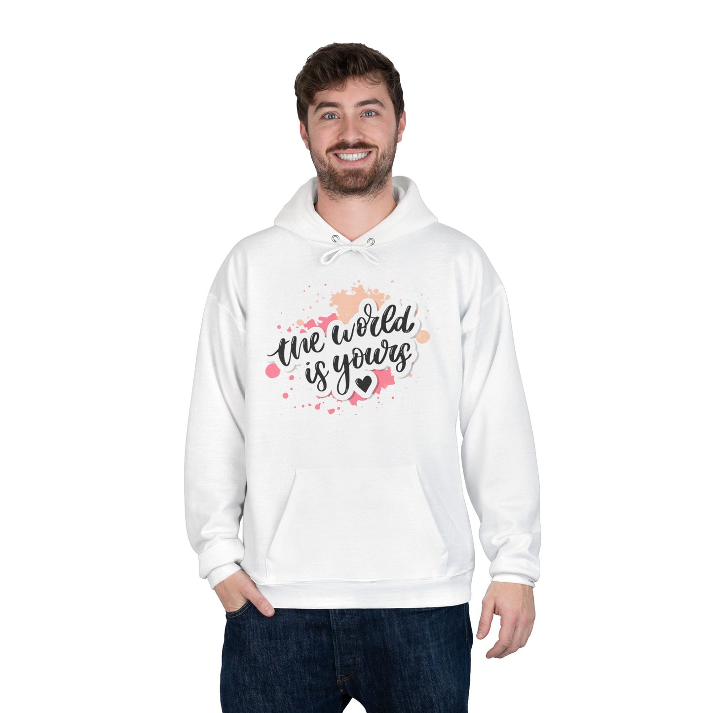 The World is Yours Hoodie Sweatshirt - Inspirational Unisex EcoSmart® Pullover, Motivational Jumper, Encouraging Pullover, Positive Eco