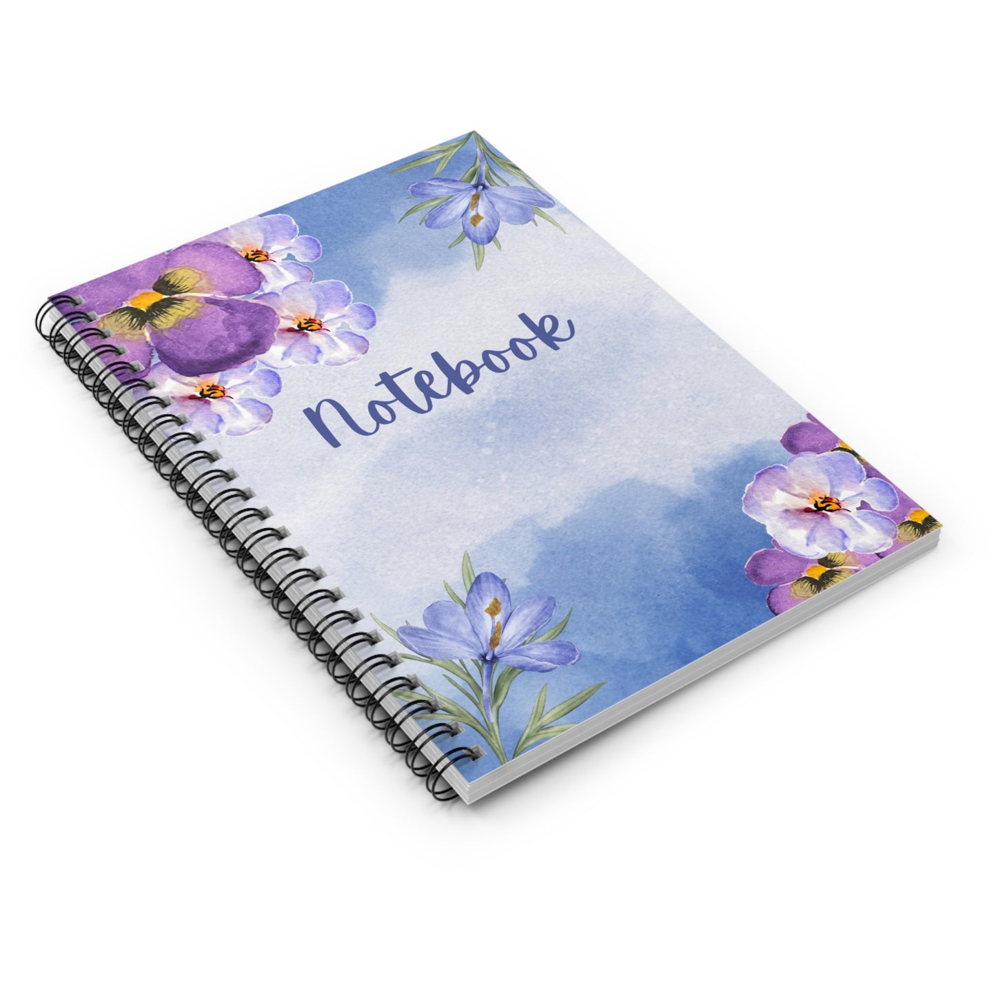 Watercolour  Notebook - Ruled Line, Spiral Journal, Floral Writing Book, Botanical Notepad, Lined Paper Diary