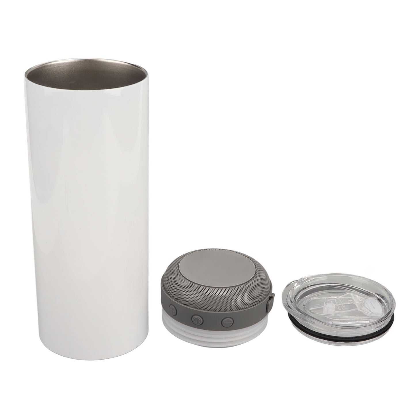 Sublimation Tumblers 20oz Straight Detachable Bluetooth Speaker Tumblers Portable Insulated Music Cup Grey Bottom