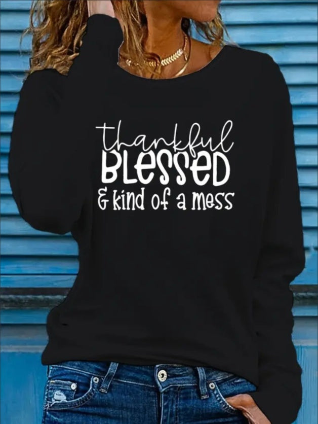 Women's Printed Hoodless Long Sleeve Sweatshirt