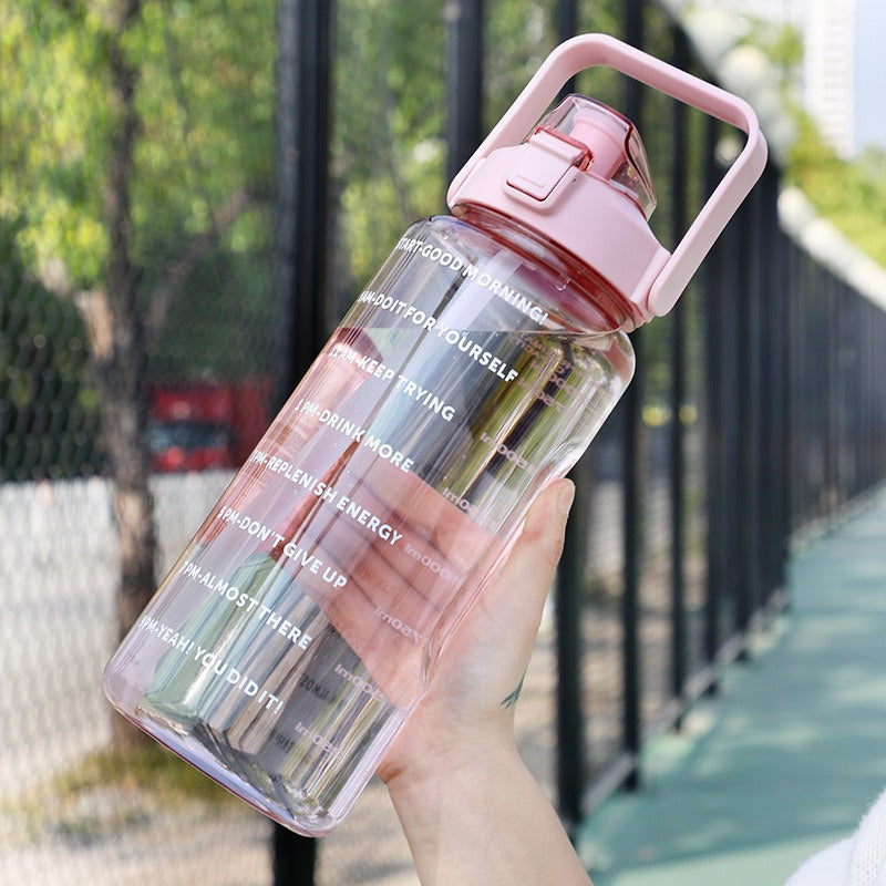 Large Capacity 2L Straw Cup Portable Anti-fall Sports Bottle