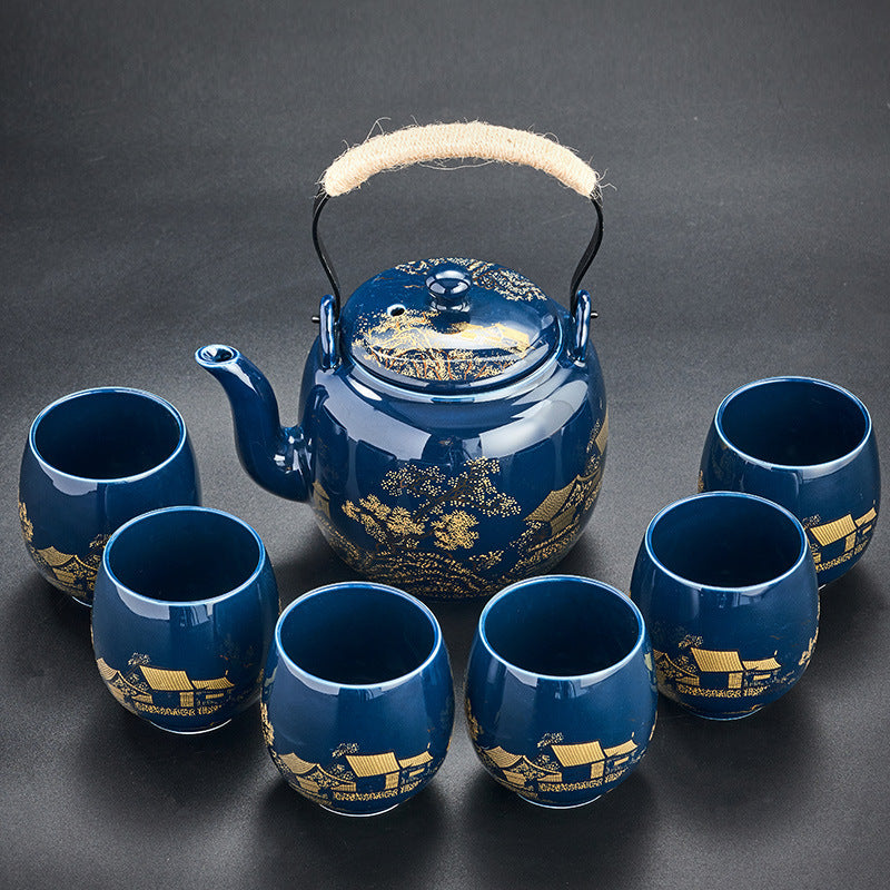 Ceramic Kettle Tea Cup Complete Set