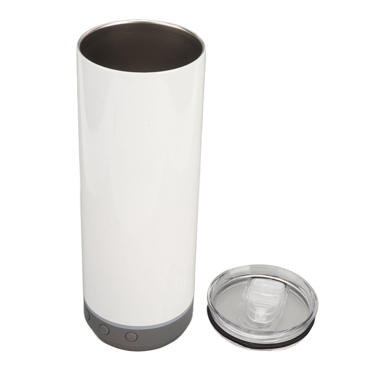 Sublimation Tumblers 20oz Straight Detachable Bluetooth Speaker Tumblers Portable Insulated Music Cup Grey Bottom