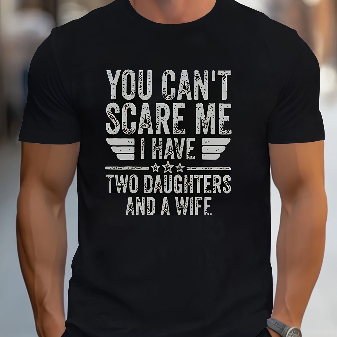 You Can Scare Me With English Text Printed Men's Novel T-shirt, Soft And Breathable, Casual And Versatile Short Sleeved Round Neck Summer Men's Top