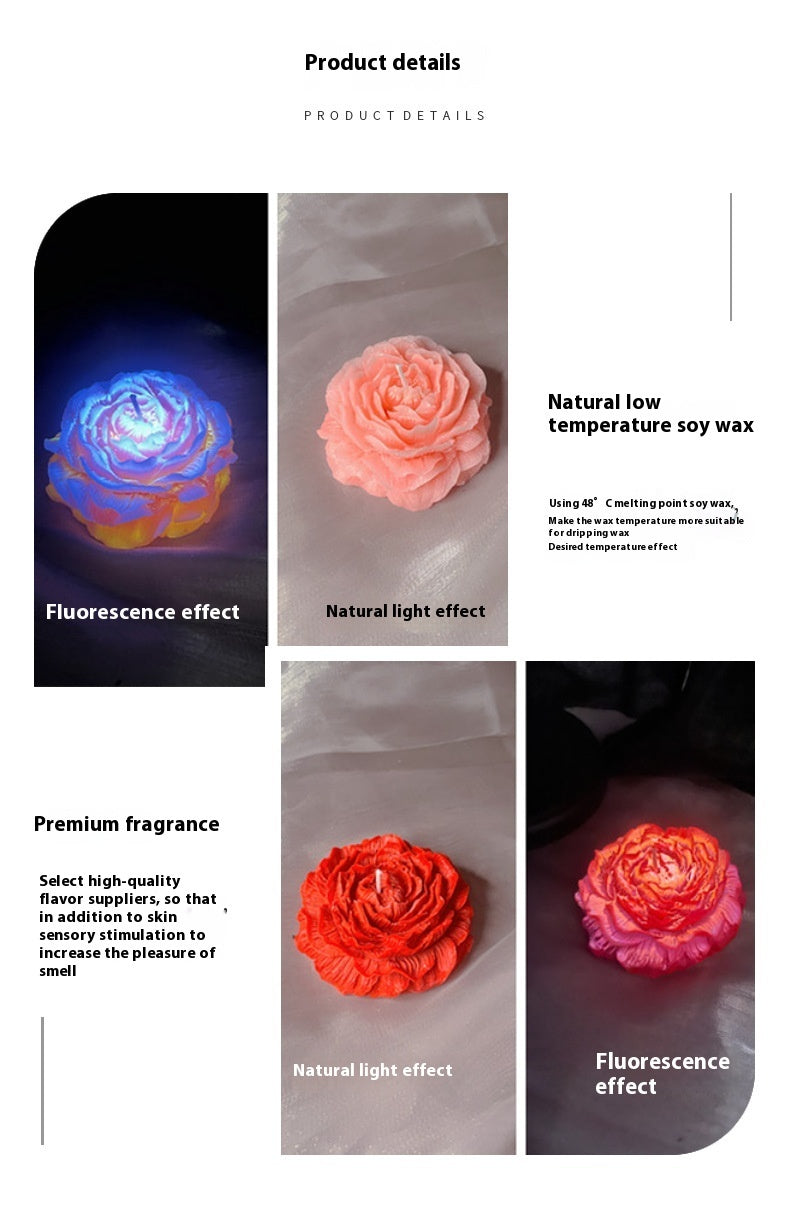 Peony Flower Luminous Fluorescence Low Temperature Candles